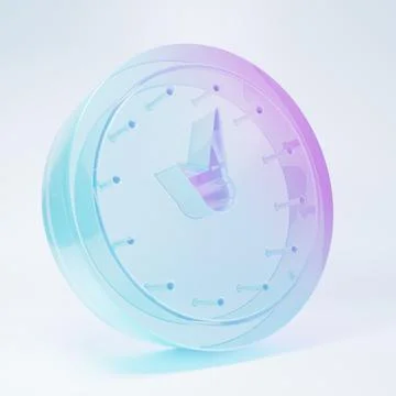 Frosted glass Clock icon isolated on white background. Time symbol. Minimal.. Stock Illustration