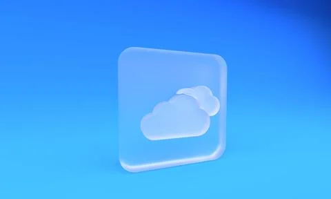Frosted glass Cloud icon isolated on blue background. Square frosted glass .. Illustrazione stock