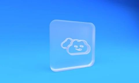 Frosted glass Cloud icon isolated on blue background. Square frosted glass .. Illustrazione stock