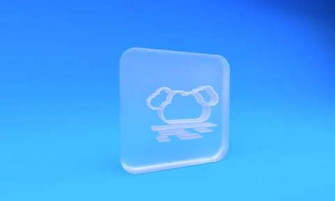 Frosted glass Cloud icon isolated on blue background. Square frosted glass .. Illustrazione stock