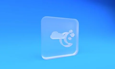 Frosted glass Cloud with moon and stars icon isolated on blue background. C.. Stock Illustration