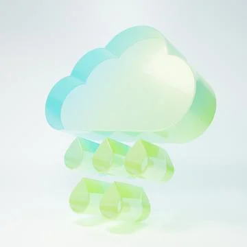Frosted glass Cloud with rain icon isolated on white background. Rain cloud.. 库存插图