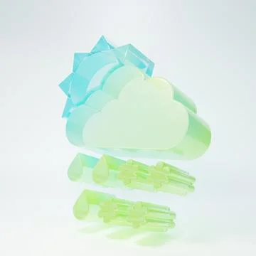 Frosted glass Cloud with snow, rain and sun icon isolated on white backgrou.. Stock Illustration