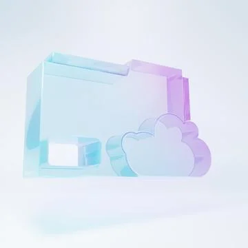 Frosted glass Cloud storage text document folder icon isolated on white bac.. Illustrazione stock