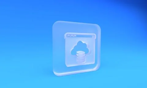 Frosted glass Cloud technology data transfer and storage icon isolated on b.. 库存插图