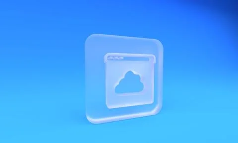 Frosted glass Cloud technology data transfer and storage icon isolated on b.. Illustrazione stock