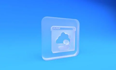 Frosted glass Cloud technology data transfer and storage icon isolated on b.. Stock Photos
