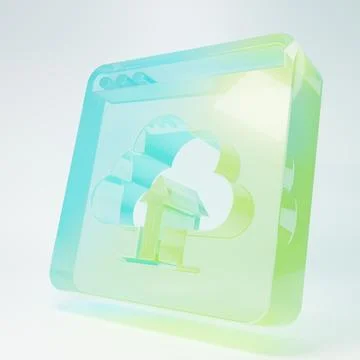 Frosted glass Cloud upload icon isolated on white background. Minimalism co.. Stock Illustration