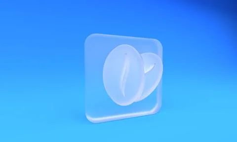 Frosted glass Coffee beans icon isolated on blue background. Square frosted.. Stock Illustration