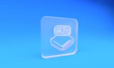 Frosted glass Computer processor with microcircuits CPU icon isolated on bl.. Stock Illustration