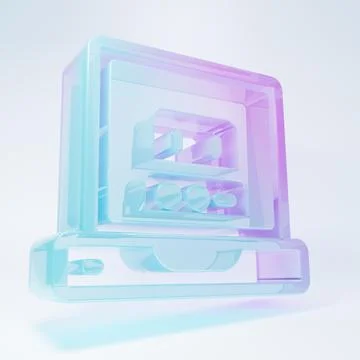 Frosted glass Creating robot icon isolated on white background. Artificial .. Stock Illustration