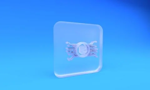 Frosted glass Cryptocurrency bitcoin in circle with microchip circuit icon .. Stock Illustration