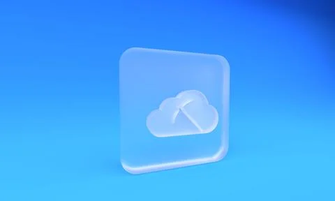 Frosted glass Cryptocurrency cloud mining icon isolated on blue background... Stockfoto's