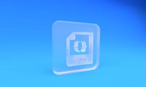 Frosted glass CSS file document. Download css button icon isolated on blue .. Stock Illustration