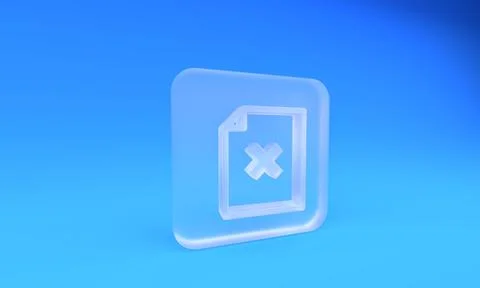 Frosted glass Delete file document icon isolated on blue background. Reject.. Stockillustratie