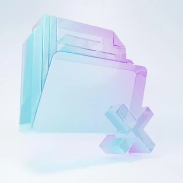 Frosted glass Delete folder icon isolated on white background. Folder with .. イラスト素材