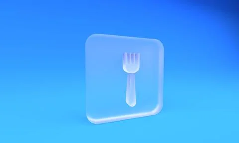 Frosted glass Disposable plastic fork icon isolated on blue background. Squ.. Stock Illustration