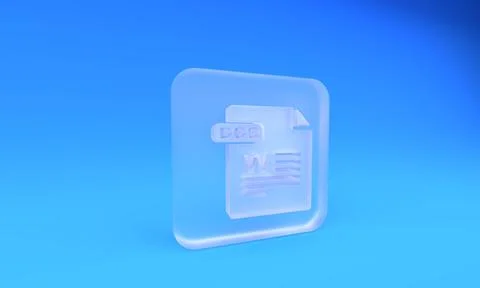 Frosted glass DOC file document. Download doc button icon isolated on blue .. Stock Illustration