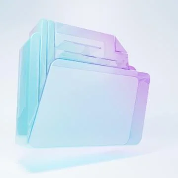 Frosted glass Document folder icon isolated on white background. Accounting.. 库存插图