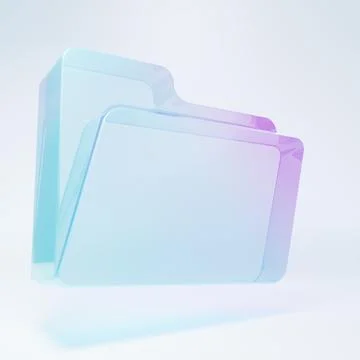 Frosted glass Document folder icon isolated on white background. Accounting.. 스톡 일러스트
