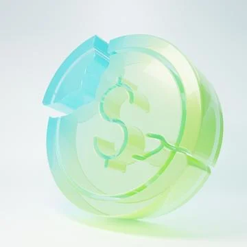 Frosted glass Dollar rate decrease icon isolated on white background. Cost .. Illustrazione stock