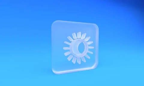 Frosted glass Eclipse of the sun icon isolated on blue background. Total so.. Illustrazione stock