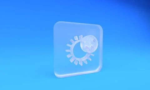 Frosted glass Eclipse of the sun icon isolated on blue background. Total so.. Stock Illustration