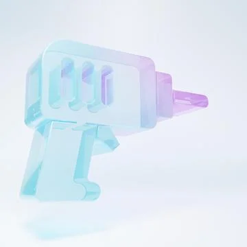 Frosted glass Electric drill machine icon isolated on white background. Rep.. Stock Illustration