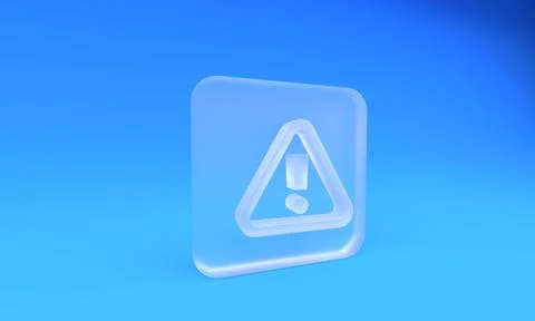 Frosted glass Exclamation mark in triangle icon isolated on blue background.. Stock Illustration