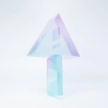 Frosted glass Exclamation mark in triangle icon isolated on white backgroun.. Illustrazione stock