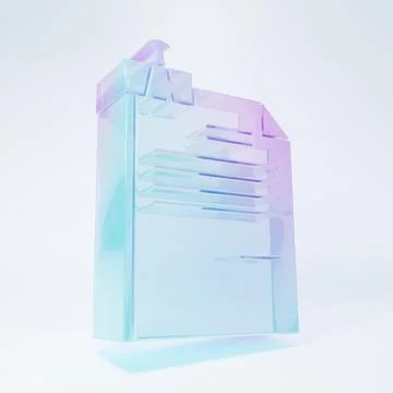 Frosted glass File document and binder clip icon isolated on white backgrou.. Stock Illustration