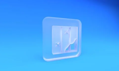 Frosted glass Folded map icon isolated on blue background. Square frosted g.. Stock Illustration