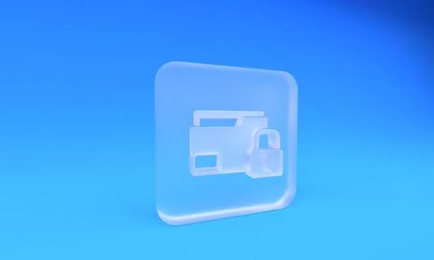 Frosted glass Folder and lock icon isolated on blue background. Closed fold.. Illustrazione stock