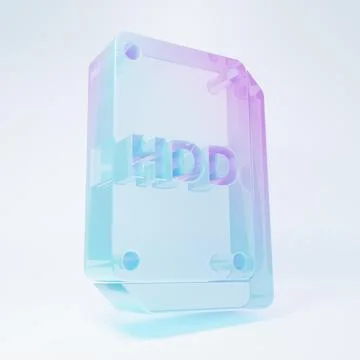 Frosted glass Hard disk drive HDD icon isolated on white background. Minima.. 스톡 일러스트
