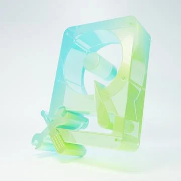 Frosted glass Hard disk drive with screwdriver and wrench icon isolated on .. 스톡 일러스트