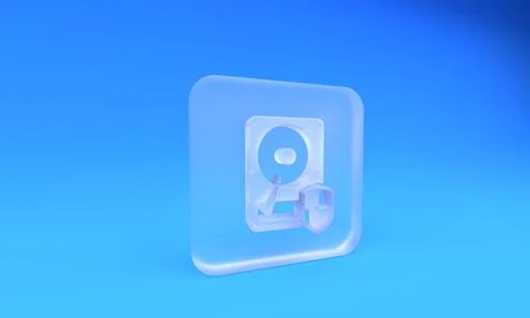 Frosted glass Hard disk drive HDD protection icon isolated on blue backgrou.. 스톡 일러스트