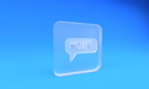 Frosted glass Hola in different languages icon isolated on blue background... Stock Illustration