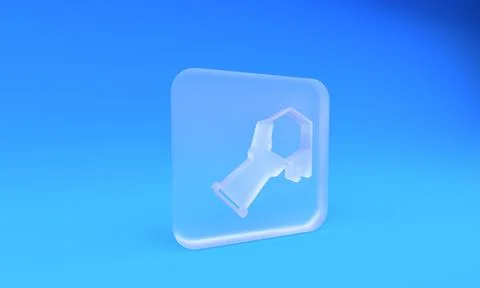 Frosted glass Honeycomb and hand icon isolated on blue background. Honey ce.. Illustrazione stock