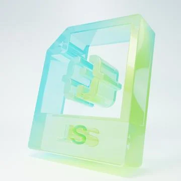 Frosted glass JS file document. Download js button icon isolated on white b.. Stock Illustration