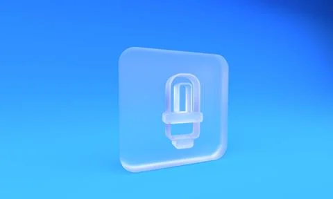 Frosted glass LED light bulb icon isolated on blue background. Economical L.. Stock Illustration