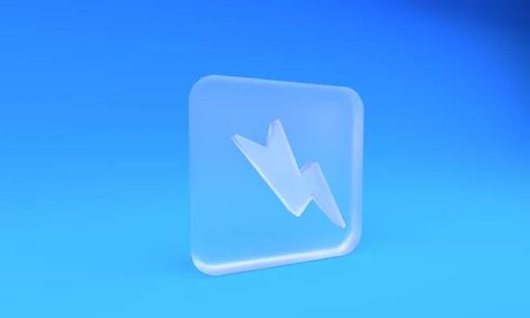 Frosted glass Lightning bolt icon isolated on blue background. Flash sign. .. Stock Illustration