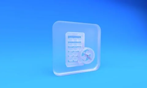 Frosted glass Mobile Apps with screwdriver and wrench icon isolated on blue.. Stock Illustration