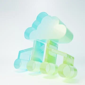 Frosted glass Network cloud connection icon isolated on white background. S.. Illustrazione stock