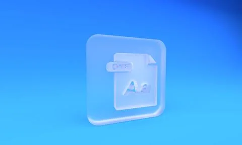 Frosted glass OTF file document. Download otf button icon isolated on blue .. Stock Illustration