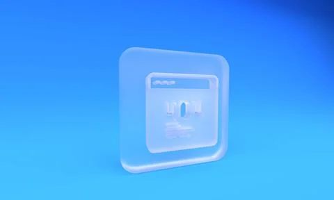 Frosted glass Page with a 404 error icon isolated on blue background. Templ.. Stock Illustration