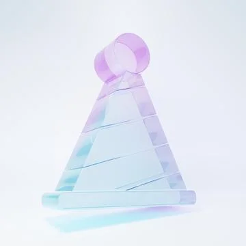 Frosted glass Party hat icon isolated on white background. Birthday hat. Mi.. Stock Illustration
