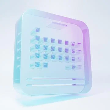 Frosted glass Periodic table of the elements icon isolated on white backgro.. Stock Illustration