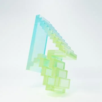 Frosted glass Pixel arrow cursor icon isolated on white background. Minimal.. Stock Illustration