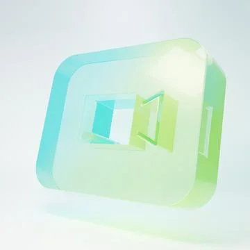 Frosted glass Play video button icon isolated on white background. Film str.. Stock Illustration