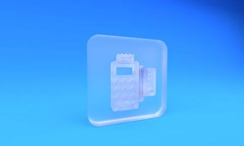 Frosted glass POS terminal with inserted credit card and printed reciept ic.. Stock Illustration